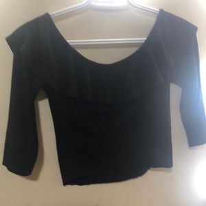 Off the shoulder crop top with floof